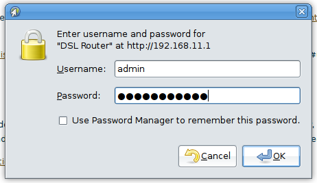 modem web admin
login
