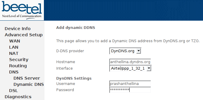 modem dyndns
setup